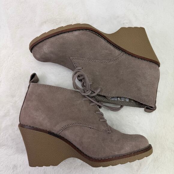 Sonoma Nadine Taupe Suede Wedge Ankle Boots Women’s Size 7 - Picture 5 of 10